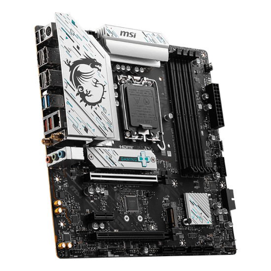 Mainboard|MSI|Intel B760 Express|LGA1700|Micro-ATX|Memory DDR5|Memory slots 4|1xPCI-Express 3.0 1x|1xPCI-Express 4.0 4x |1xPCI-Express 4.0 16x|2xM.2|2xHDMI|2xDisplayPort|2xUSB 2.0|4xUSB 3.2|1xPS/2|1xRJ45|3xAudio port|B760MGAMINGPLUSWIFI Mainboard|MSI|Intel B760 Express|LGA1700|Micro-ATX|Memory DDR5|Memory slots 4|1xPCI-Express 3.0 1x|1xPCI-Express 4.0 4x |1xPCI-Express 4.0 16x|2xM.2|2xHDMI|2xDisplayPort|2xUSB 2.0|4xUSB 3.2|1xPS/2|1xRJ45|3xAudio port|B760MGAMINGPLUSWIFI