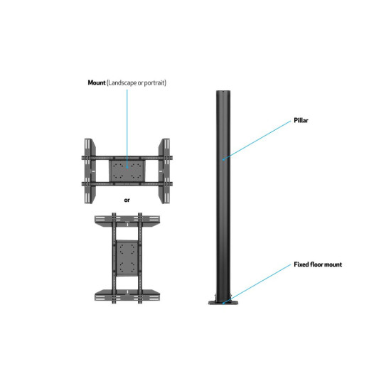 M Display Stand 180 Single Black w, Floormount