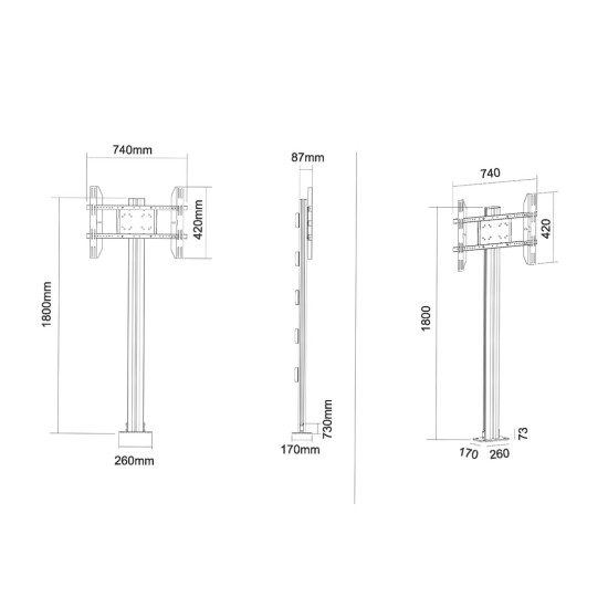 M Display Stand 180 Single Black w, Floormount