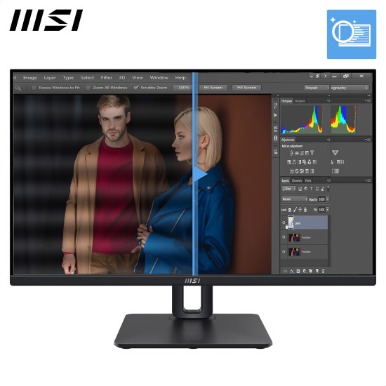 MSI Pro MP245PG 24 Inch Monitor, FHD (1920 x 1080), 100Hz, IPS, 1ms, 1x HDMI 1.4b, 1x DP 1.2a output, 1x D-Sub(VGA), Built-in Speakers, Anti-Glare, Anti-Flicker, Less Blue light, TÜV Certified, VESA, Kensington, 4-way adjustable stand, Black MSI Pro MP245PG 24 Inch Monitor, FHD (1920 x 1080), 100Hz, IPS, 1ms, 1x HDMI 1.4b, 1x DP 1.2a output, 1x D-Sub(VGA), Built-in Speakers, Anti-Glare, Anti-Flicker, Less Blue light, TÜV Certified, VESA, Kensington, 4-way adjustable stand, Black