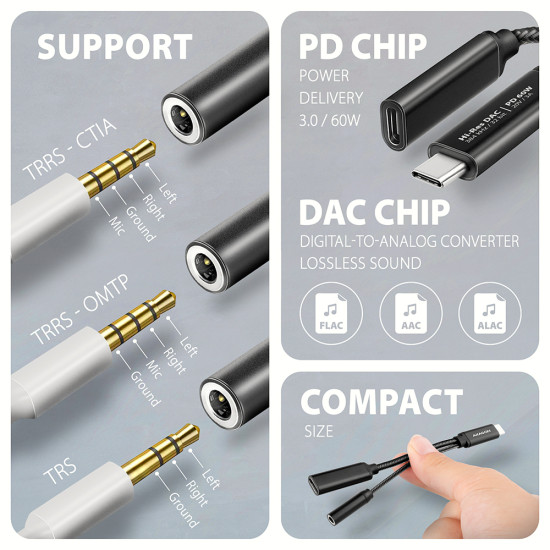 Axagon ADA-HCPD audio cable 0.1 m USB-C, 3.5 mm USB-C Black Axagon ADA-HCPD audio cable 0.1 m USB-C, 3.5 mm USB-C Black