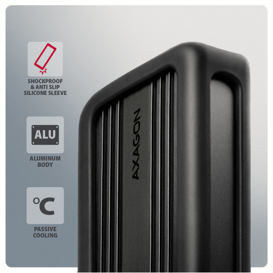 AXAGON EEM2-40G USB-C 40Gbps M.2 NVMe SSD Enclosure, ARMORED Aluminum