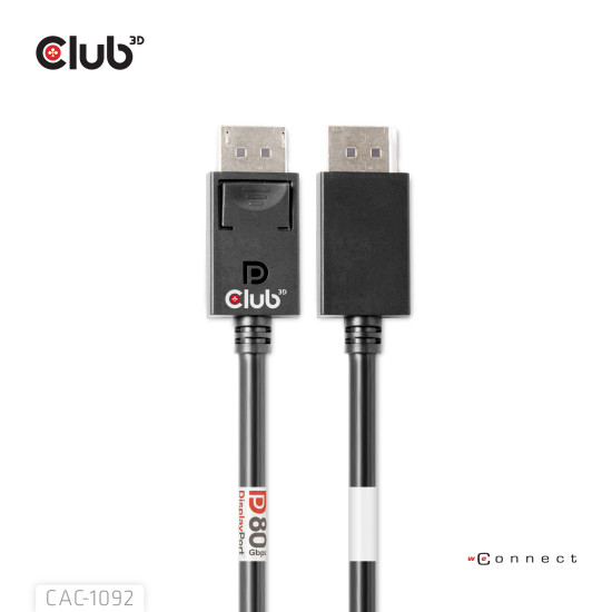 DisplayPort™ 2.1 Bi-Directional VESA DP80 Certified Cable 4K240Hz, 8K60Hz or 10K60Hz M/M 1.6m/5.25ft DisplayPort™ 2.1 Bi-Directional VESA DP80 Certified Cable 4K240Hz, 8K60Hz or 10K60Hz M/M 1.6m/5.25ft