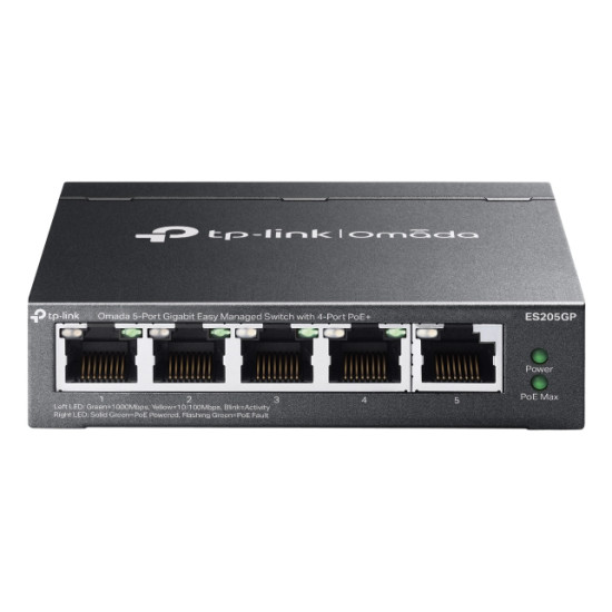 Omada 5-Port Gigabit Easy Managed Switch with 4-Port PoE+ Omada 5-Port Gigabit Easy Managed Switch with 4-Port PoE+