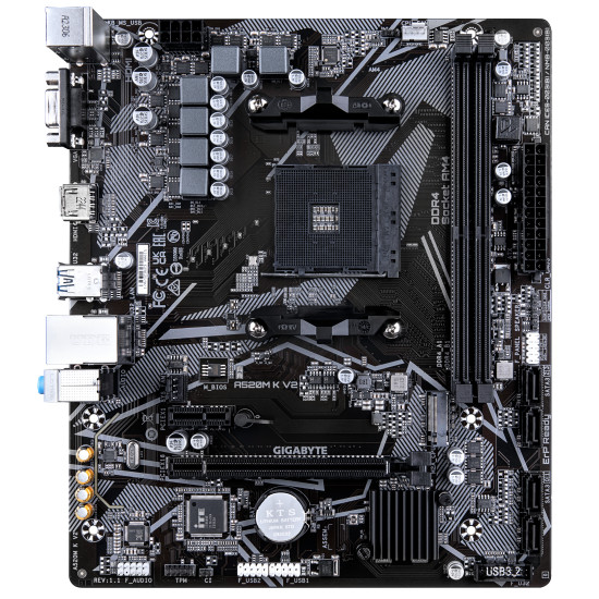 Mainboard|GIGABYTE|AMD A520|SAM4|Micro-ATX|Memory DDR4|Memory slots 2|1xPCI-Express 3.0 1x|1xPCI-Express 3.0 16x|1xM.2|1x15pin D-sub|1xHDMI|2xUSB 2.0|4xUSB 3.2|1xPS/2|1xRJ45|3xAudio port|A520MKV21.1 Mainboard|GIGABYTE|AMD A520|SAM4|Micro-ATX|Memory DDR4|Memory slots 2|1xPCI-Express 3.0 1x|1xPCI-Express 3.0 16x|1xM.2|1x15pin D-sub|1xHDMI|2xUSB 2.0|4xUSB 3.2|1xPS/2|1xRJ45|3xAudio port|A520MKV21.1