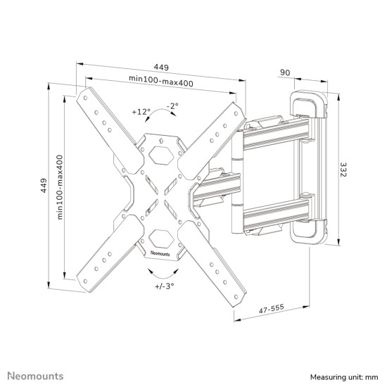 Neomounts WL40S-850BL14 TV mount wall 32-65" - full motion - fast installation