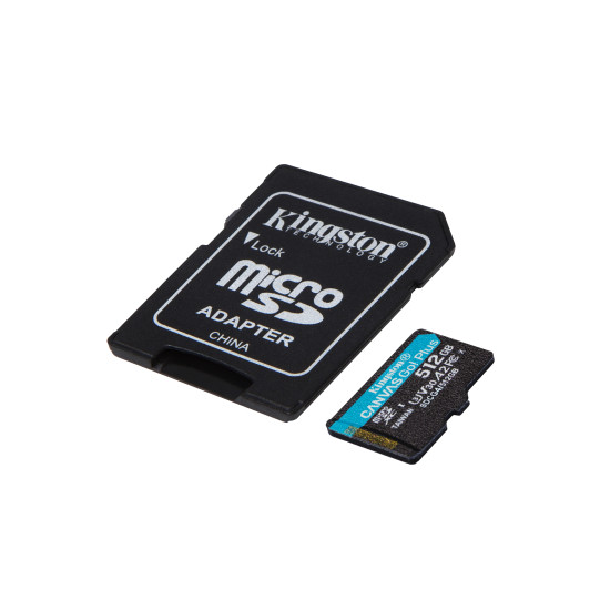 Kingston Technology 512GB microSDXC Canvas Go Plus Gen4 200MB/s A2 U3 V30 Card + Adapter Kingston Technology 512GB microSDXC Canvas Go Plus Gen4 200MB/s A2 U3 V30 Card + Adapter