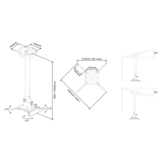 Multibrackets M Universal Projector Ceiling Mount 900-1600 with Finetune Multibrackets M Universal Projector Ceiling Mount 900-1600 with Finetune