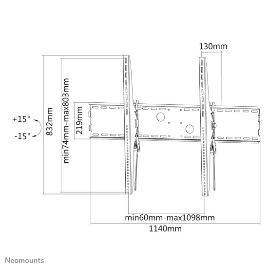 Neomounts LFD-W2000 TV mount wall 60-100" - tiltable