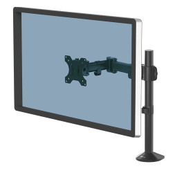 Fellowes Monitor Arm - Reflex Monitor Mount for 8KG 32 Inch Screens - Adjustable Monitor Desk Mount - Tilt 45° Pan 180° Rotation 360°, VESA 75 x 75/100 x 100 - Black