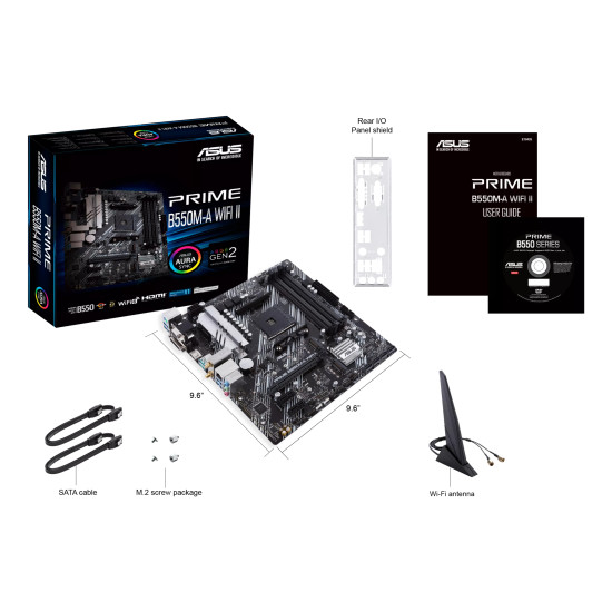 Mainboard|ASUS|AMD B550|SAM4|MicroATX|Memory DDR4|Memory slots 4|2xPCI-Express 3.0 1x|1xPCI-Express 4.0 16x|2xM.2|1x15pin D-sub|1xDVI-D|1xHDMI|2xAudio-In|1xAudio-Out|6xUSB 3.2|1xPS/2|1xRJ45|PRIMEB550M-AWIFIII Mainboard|ASUS|AMD B550|SAM4|MicroATX|Memory DDR4|Memory slots 4|2xPCI-Express 3.0 1x|1xPCI-Express 4.0 16x|2xM.2|1x15pin D-sub|1xDVI-D|1xHDMI|2xAudio-In|1xAudio-Out|6xUSB 3.2|1xPS/2|1xRJ45|PRIMEB550M-AWIFIII
