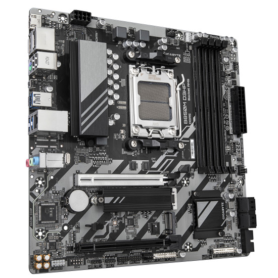 GIGABYTE B850M D3HP Motherboard - AMD Ryzen 9000 Series CPUs, 5+2+2 Phases Digital VRM, up to 8200MHz DDR5 (OC), 1xPCIe 5.0 + 1xPCIe 4.0 M.2, GbE LAN, USB 3.2 Gen 2 GIGABYTE B850M D3HP Motherboard - AMD Ryzen 9000 Series CPUs, 5+2+2 Phases Digital VRM, up to 8200MHz DDR5 (OC), 1xPCIe 5.0 + 1xPCIe 4.0 M.2, GbE LAN, USB 3.2 Gen 2