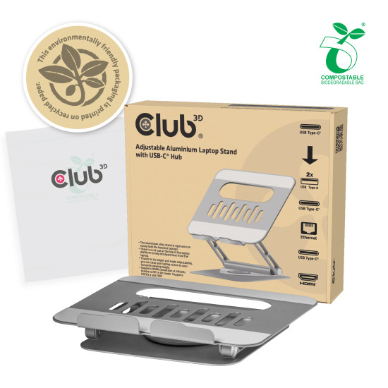 Adjustable Aluminium Laptop Stand with USB-C® Hub