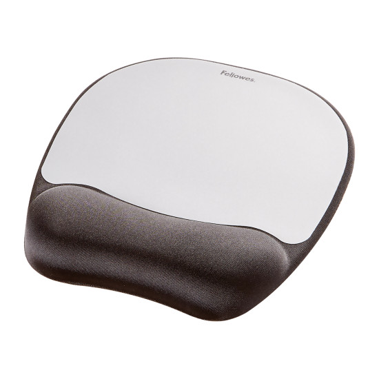 Fellowes Mouse Mat Wrist Support - Memory Foam Mouse Pad with Soft Foam Pillow - Ergonomic Mouse Mat for Computer, Laptop, Home Office Use - Compatible with Laser and Optical Mice - Silver Fellowes Mouse Mat Wrist Support - Memory Foam Mouse Pad with Soft Foam Pillow - Ergonomic Mouse Mat for Computer, Laptop, Home Office Use - Compatible with Laser and Optical Mice - Silver