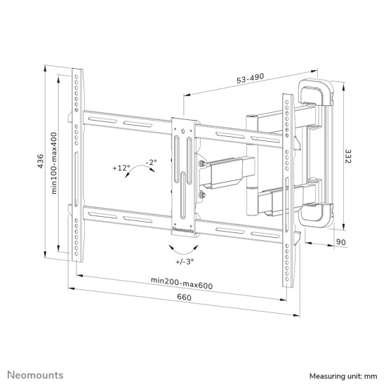 Neomounts WL40-550BL16 TV mount wall 40-65" - full motion - easy install Neomounts WL40-550BL16 TV mount wall 40-65" - full motion - easy install
