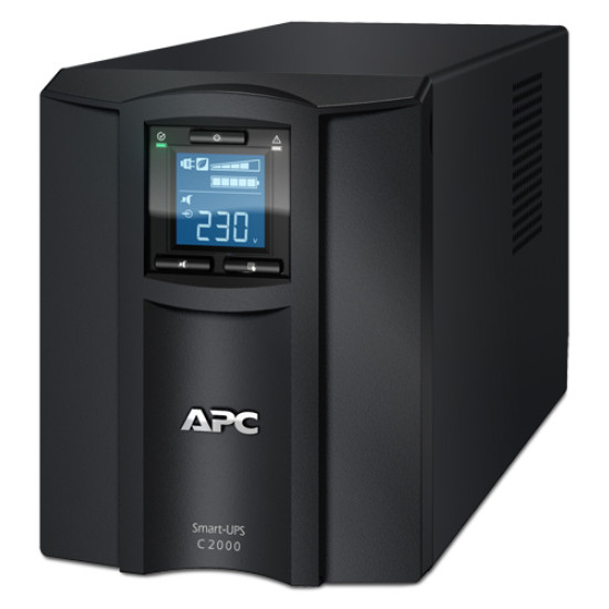 APC Smart-UPS C, Line Interactive, 2000VA, Tower, 230V, 6x IEC C13+1x IEC C19 outlets, USB and Serial communication, AVR, Graphic LCD