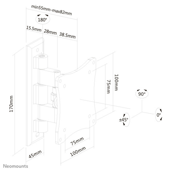 Neomounts FPMA-W810 Monitor/TV mount wall 10-27" - full motion Neomounts FPMA-W810 Monitor/TV mount wall 10-27" - full motion