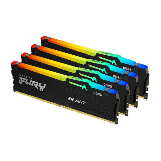 128GB 5600MT/s DDR5 CL40 DIMM (Kit of 4) FURY Beast RGB XMP 128GB 5600MT/s DDR5 CL40 DIMM (Kit of 4) FURY Beast RGB XMP