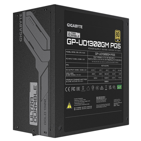 GIGABYTE UD1300GM PG5 power supply unit 1300 W 20+4 pin ATX ATX Black GIGABYTE UD1300GM PG5 power supply unit 1300 W 20+4 pin ATX ATX Black