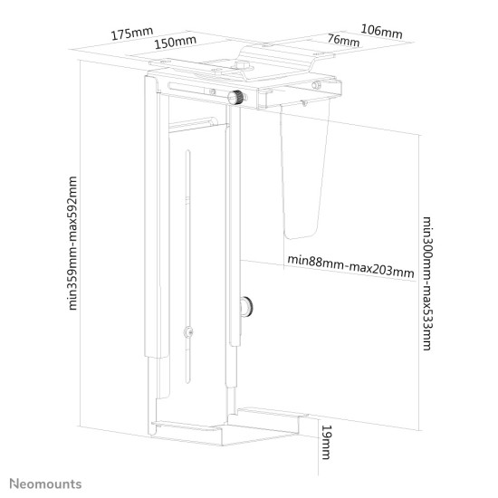 NEOMOUNTS BY NEWSTAR CPU HOLDER (HEIGHT PC: 39-54 CM / WIDTH PC: 13-23 CM)