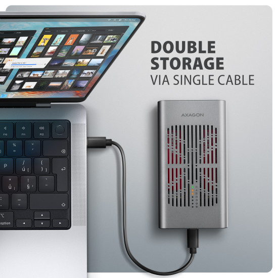 AXAGON EEM2-20GD USB-C 20Gbps Dual M.2 NVMe SSD CLONE MASTER Enclosure