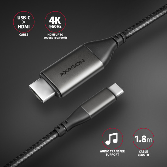 Axagon RVC-HI2MC video cable adapter 1.8 m USB Type-C HDMI Black Axagon RVC-HI2MC video cable adapter 1.8 m USB Type-C HDMI Black