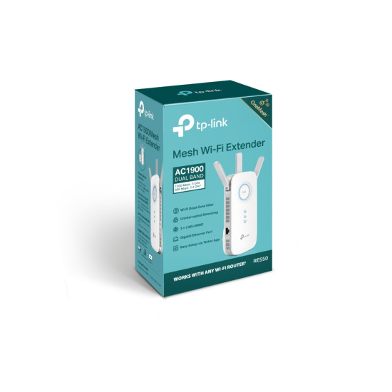 TP-Link RE550 network extender Network transmitter & receiver White 10, 100, 1000 Mbit/s TP-Link RE550 network extender Network transmitter & receiver White 10, 100, 1000 Mbit/s