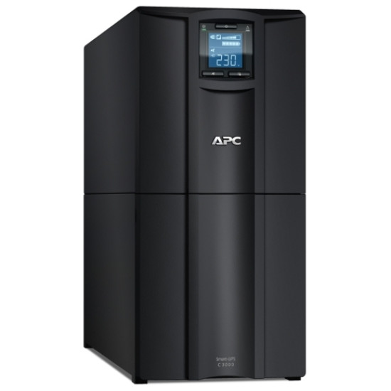 APC Smart-UPS C, Line Interactive, 3kVA, Tower, 230V, 8x IEC C13+1x IEC C19 outlets, USB and Serial communication, AVR, Graphic LCD
