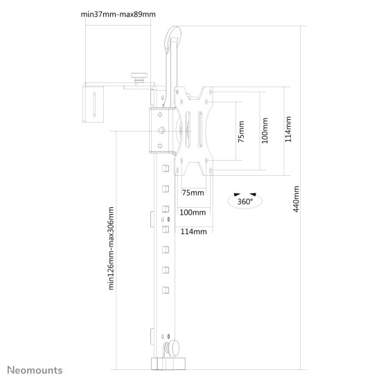 Neomounts FPMA-CH100BLACK Monitor arm 10-30" - for separation wall - rotatable Neomounts FPMA-CH100BLACK Monitor arm 10-30" - for separation wall - rotatable
