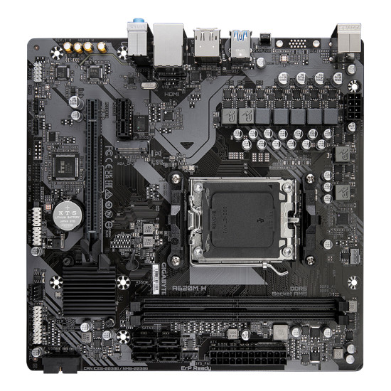Mainboard|GIGABYTE|AMD A620|SAM5|Micro-ATX|Memory DDR5|Memory slots 2|1xPCI-Express 3.0 16x|1xPCI-Express 4.0 16x|1xM.2|1xHDMI|1xDisplayPort|4xUSB 2.0|2xUSB 3.2|1xPS/2|1xRJ45|3xAudio port|A620MH1.2 Mainboard|GIGABYTE|AMD A620|SAM5|Micro-ATX|Memory DDR5|Memory slots 2|1xPCI-Express 3.0 16x|1xPCI-Express 4.0 16x|1xM.2|1xHDMI|1xDisplayPort|4xUSB 2.0|2xUSB 3.2|1xPS/2|1xRJ45|3xAudio port|A620MH1.2