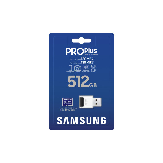 MEMORY MICRO SDXC PRO+ 512GB/W/ADAPT. MB-MD512SB/WW SAMSUNG MEMORY MICRO SDXC PRO+ 512GB/W/ADAPT. MB-MD512SB/WW SAMSUNG