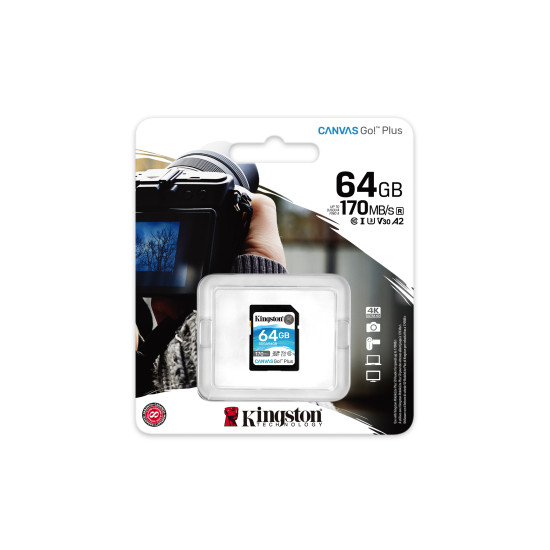 Kingston Technology Canvas Go! Plus 64GB SDXC Canvas Go Plus 170R C10 UHS-I U3 V30 Kingston Technology Canvas Go! Plus 64GB SDXC Canvas Go Plus 170R C10 UHS-I U3 V30