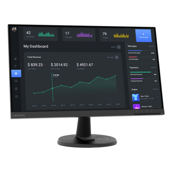 Lenovo D24-40 computer monitor 60.5 cm (23.8") 1920 x 1080 pixels Full HD LED Black Lenovo D24-40 computer monitor 60.5 cm (23.8") 1920 x 1080 pixels Full HD LED Black