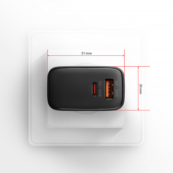 Axagon ACU-PQ45 QC 3.0, 4.0/AFC/FCP/PPS/PD, 45W, schwarz - Netzladegerät mit USB-A und USB-C Schnittstelle Mobile phone, Smartphone, Smartwatch, Tablet, Universal Black AC Fast charging Indoor Axagon ACU-PQ45 QC 3.0, 4.0/AFC/FCP/PPS/PD, 45W, schwarz - Netzladegerät mit USB-A und USB-C Schnittstelle Mobile phone, Smartphone, Smartwatch, Tablet, Universal Black AC Fast charging Indoor