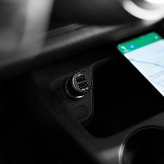 PWC-5V5 SMART Car charger 24W, 2x USB-A port, 5V/2.4A + 5V/2.4A