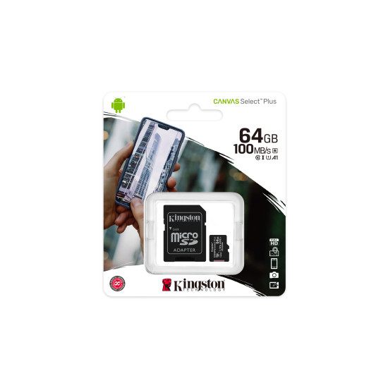 KINGSTON 64GB MICROSDHC CANVAS SELECT PLUS 100R