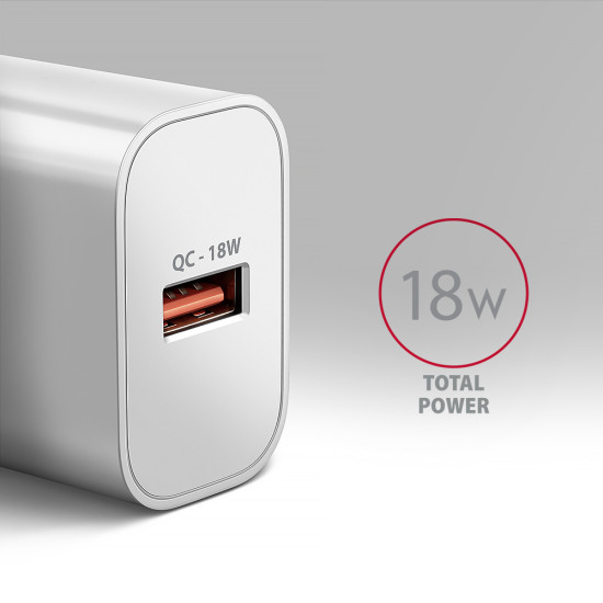 MOBILE CHARGER WALL USB 18W/1PORT WHITE ACU-QC18W AXAGON MOBILE CHARGER WALL USB 18W/1PORT WHITE ACU-QC18W AXAGON