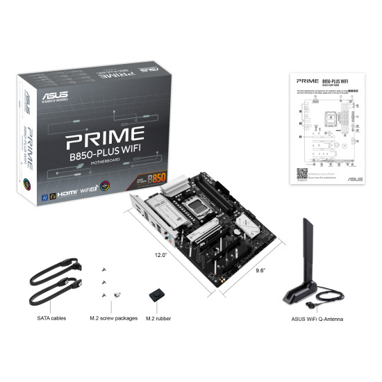 Mainboard|ASUS|AMD B850|SAM5|ATX|Memory DDR5|Memory slots 4|2xPCI-Express 3.0 16x|1xPCI-Express 4.0 16x|1xPCI-Express 5.0 16x|3xM.2|1xHDMI|1xDisplayPort|3xUSB 2.0|5xUSB 3.2 type B|2xUSB-C|3xAudio port|PRIMEB850-PLUSWIFI Mainboard|ASUS|AMD B850|SAM5|ATX|Memory DDR5|Memory slots 4|2xPCI-Express 3.0 16x|1xPCI-Express 4.0 16x|1xPCI-Express 5.0 16x|3xM.2|1xHDMI|1xDisplayPort|3xUSB 2.0|5xUSB 3.2 type B|2xUSB-C|3xAudio port|PRIMEB850-PLUSWIFI