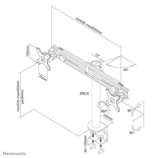 NEWSTAR FLAT SCREEN DESK MOUNT (CLAMP) 10-30" BLACK NEWSTAR FLAT SCREEN DESK MOUNT (CLAMP) 10-30" BLACK