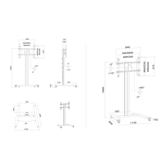 M Public Display Stand 180 HD Single Black M Public Display Stand 180 HD Single Black