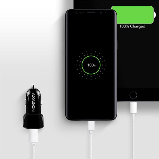 PWC-5V5 SMART Car charger 24W, 2x USB-A port, 5V/2.4A + 5V/2.4A