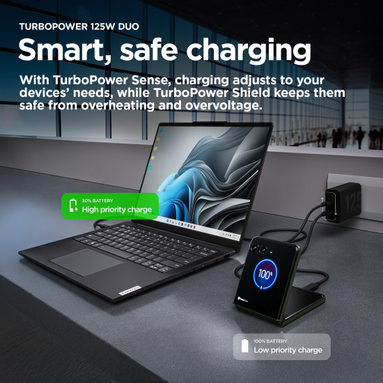 Motorola TurboPower 125W Duo Charger Universal Black AC Fast charging Indoor