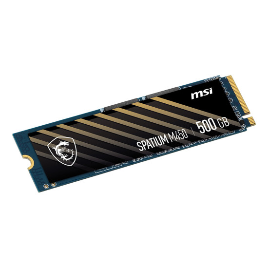 SSD|MSI|SPATIUM M450|500GB|M.2|PCIe Gen4|NVMe|3D NAND|Write speed 2300 MBytes/sec|Read speed 3600 MBytes/sec|2.15mm|TBW 300 TB|MTBF 1500000 hours|S78-440K380-P83