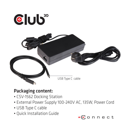 The CSV-1562 is an USB3.2 Gen1 Type-C Universal Triple 4K30Hz Charging Docking Station and is DisplayLink® Certified. The Universal Charging Dock