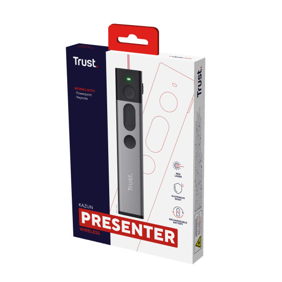 Trust Kazun wireless presenter RF Aluminium, Black