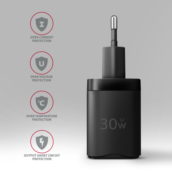 Axagon ACU-PQ30 Ladegerät QC3.0, 4.0/AFC/FCP/PPS/Apple+ PD USB-C, 30W - schwarz - Kompaktes Ladegerät - 1x USB-C und 1x USB-A Mobile phone, Smartphone, Smartwatch, Tablet, Universal Black AC Fast charging Indoor Axagon ACU-PQ30 Ladegerät QC3.0, 4.0/AFC/FCP/PPS/Apple+ PD USB-C, 30W - schwarz - Kompaktes Ladegerät - 1x USB-C und 1x USB-A Mobile phone, Smartphone, Smartwatch, Tablet, Universal Black AC Fast charging Indoor