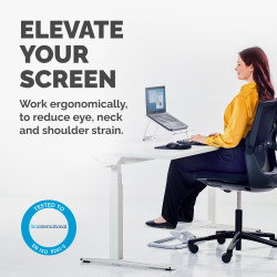 Fellowes Laptop Stand for Desk - I-Spire Quick Lift Adjustable Laptop Stand for the Home and Office - Portable Laptop Stand with 7 Height Adjustments - Max Monitor Size 17", Max Weight 4KG - White