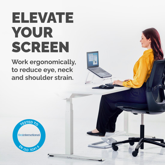 Fellowes Laptop Stand for Desk - I-Spire Quick Lift Adjustable Laptop Stand for the Home and Office - Portable Laptop Stand with 7 Height Adjustments - Max Monitor Size 17", Max Weight 4KG - White Fellowes Laptop Stand for Desk - I-Spire Quick Lift Adjustable Laptop Stand for the Home and Office - Portable Laptop Stand with 7 Height Adjustments - Max Monitor Size 17", Max Weight 4KG - White