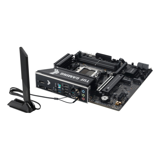 Mainboard|ASUS|AMD B850|SAM5|Micro-ATX|Memory DDR5|Memory slots 4|1xPCI-Express 4.0 1x|1xPCI-Express 4.0 16x|1xPCI-Express 5.0 16x|3xM.2|1xHDMI|2xDisplayPort|4xUSB 2.0|2xUSB 3.2|2xUSB-C|1xPS/2|1xRJ45|3xAudio port|TUFGAMINGB850M-EWIFI Mainboard|ASUS|AMD B850|SAM5|Micro-ATX|Memory DDR5|Memory slots 4|1xPCI-Express 4.0 1x|1xPCI-Express 4.0 16x|1xPCI-Express 5.0 16x|3xM.2|1xHDMI|2xDisplayPort|4xUSB 2.0|2xUSB 3.2|2xUSB-C|1xPS/2|1xRJ45|3xAudio port|TUFGAMINGB850M-EWIFI