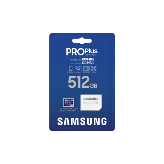MEMORY MICRO SDXC PRO+ 512GB/W/ADAPT MB-MD512SA/EU SAMSUNG MEMORY MICRO SDXC PRO+ 512GB/W/ADAPT MB-MD512SA/EU SAMSUNG